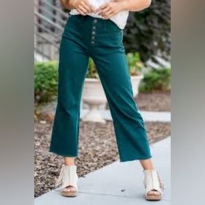 COPY - Judy blue teal wide leg crop jeans
